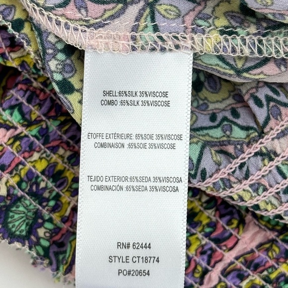 Nicole Miller Glassflower Silk Blend Peasant Top Blouse Medium Puff Slee… - Picture 6 of 16